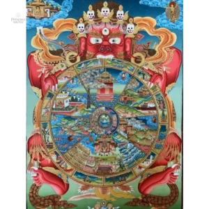 Grand Tableau Bouddhiste Thangka en couleurs vives
