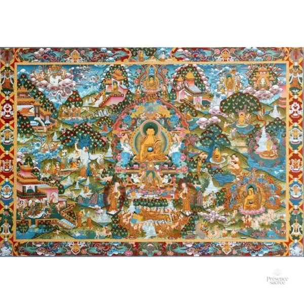 Thangka bouddhiste coloré en grande taille