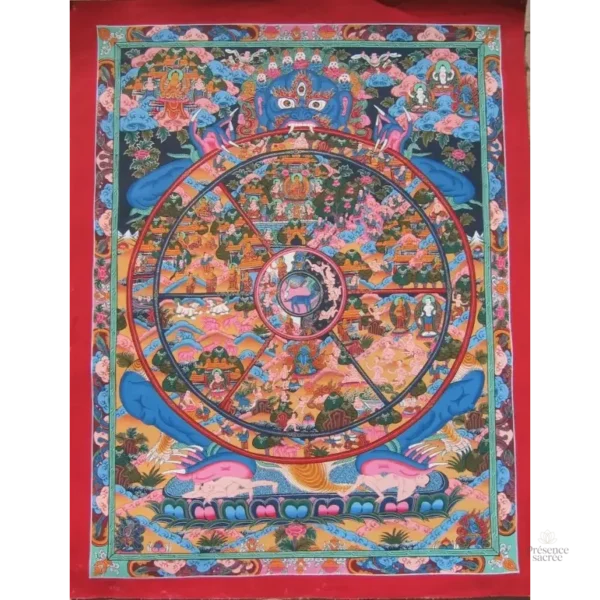 Grand Tableau Bouddhiste Thangka en décoration murale