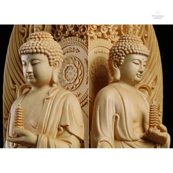 Sculpture de Bouddha en bois, ambiance zen
