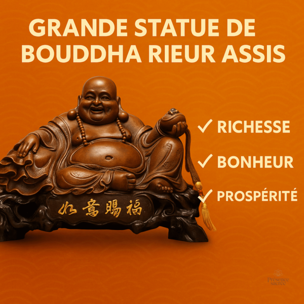 Bouddha rieur assis en position méditative