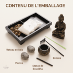 Ambiance méditative avec un jardin zen et porte-encens