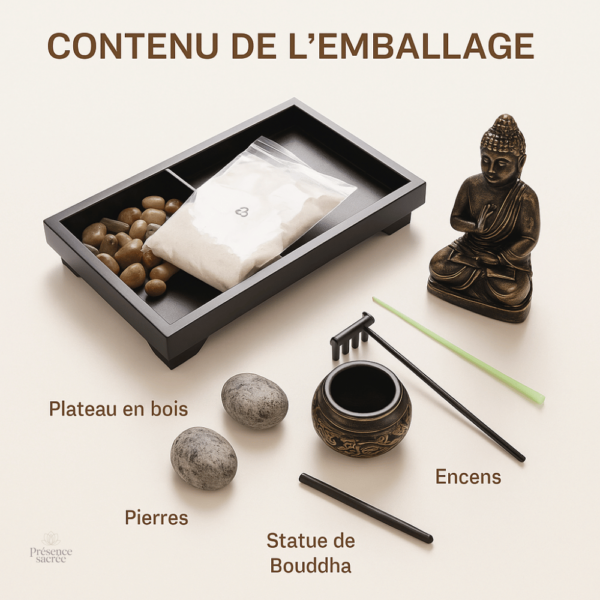 Ambiance méditative avec un jardin zen et porte-encens