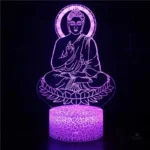 Éclairage artistique de Bouddha en 3D pour ambiance zen