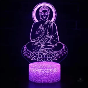 Éclairage artistique de Bouddha en 3D pour ambiance zen