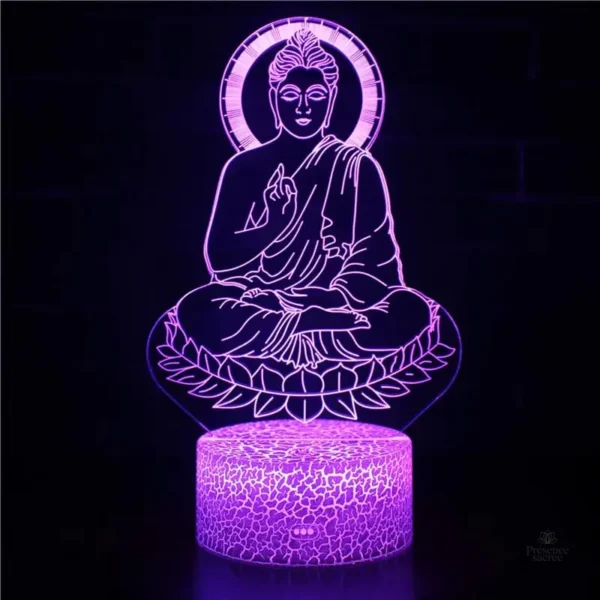 Éclairage artistique de Bouddha en 3D pour ambiance zen