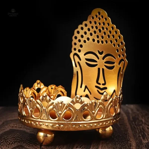 Item décoratif : lampe à huile avec figure de Bouddha