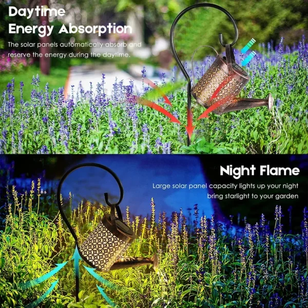Éclairage extérieur créatif avec arrosoir lumineux