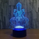 Lampe zen en résine Bouddha et lotus stylisé