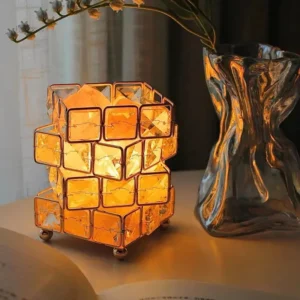 Lampe de sel cube de l'Himalaya, ambiance zen