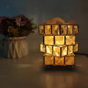 Lampe de sel, cube naturel, décor apaisant