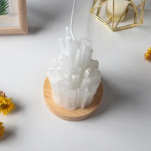 Lampe zen en sélénite, lumière douce et naturelle