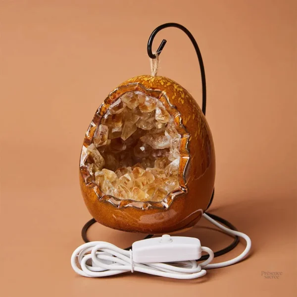 Lampe Zen en forme d'œuf, décor en améthyste naturel