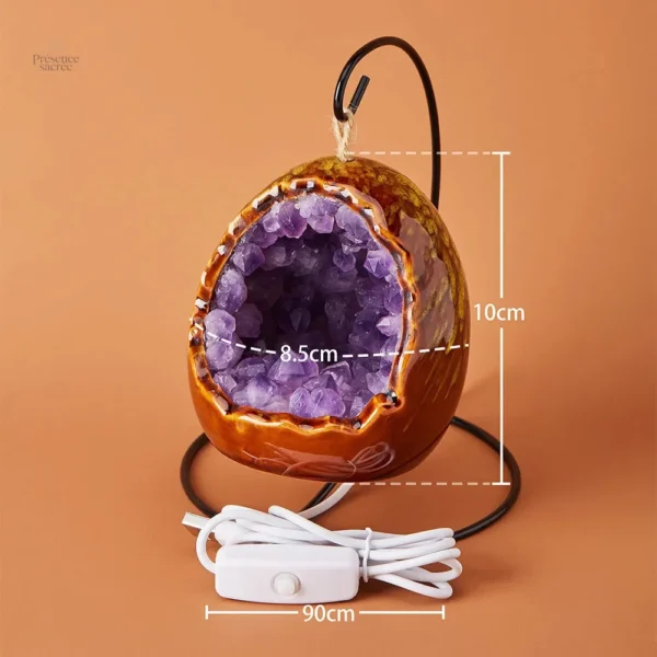Lumière zen, lampe œuf en améthyste pour ambiance calmante
