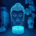 Lampe de méditation en tête de Bouddha, design apaisant