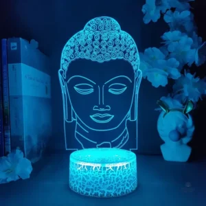Lampe de méditation en tête de Bouddha, design apaisant