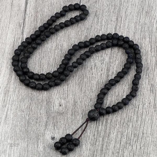 Mala de méditation en pierre de lave, style zen