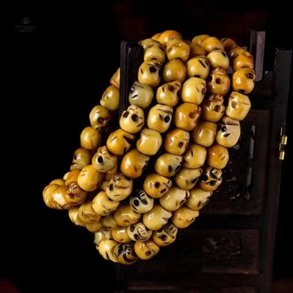 Mala Tibétain en crane, accessoire spirituel traditionnel