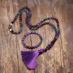 Mala tibétain en améthyste pour méditation