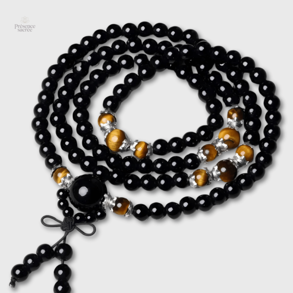 mala-oeil-de-tigre-et-obsidienne-noire-1 Mala en Oeil de Tigre et Obsidienne Noire