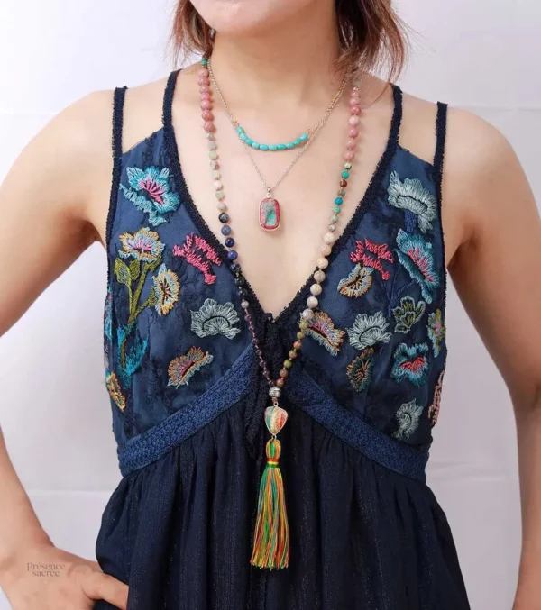 Mala tibétain multi pierres pour méditation