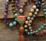 Mala en pierres naturelles du Tibet, 108 perles