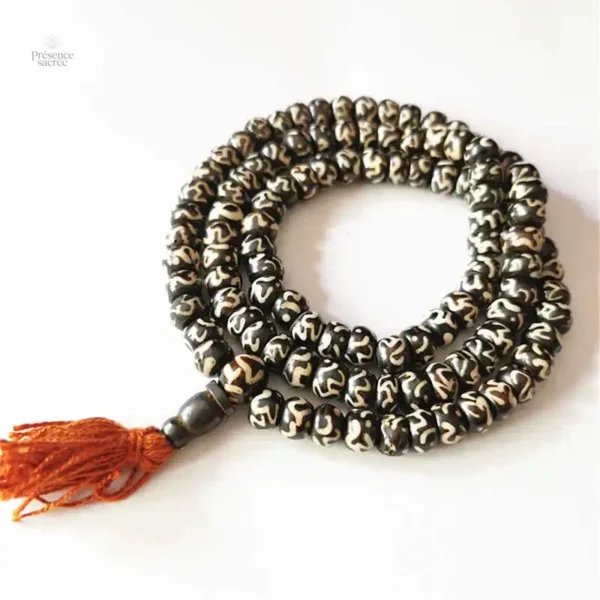 Mala Tibétain en os de yak avec 108 perles naturelles