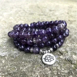 Perles d'améthyste pour méditation et spiritualité