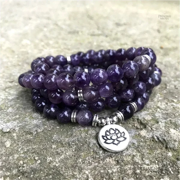 Perles d'améthyste pour méditation et spiritualité