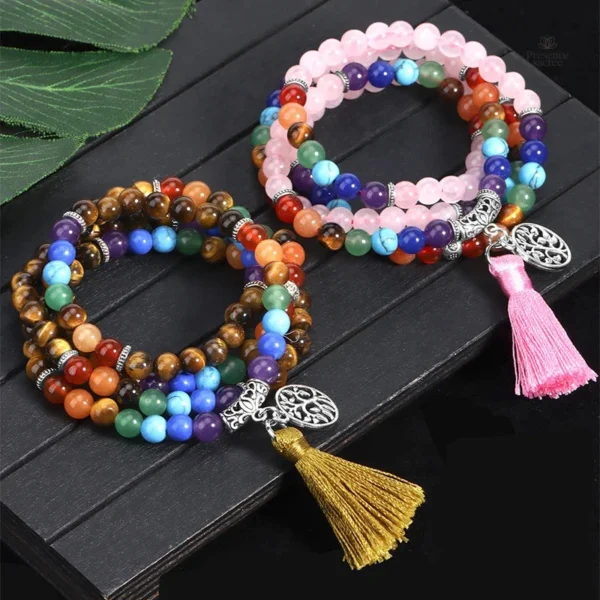 Mala Tibétain 7 Chakras en perles colorées