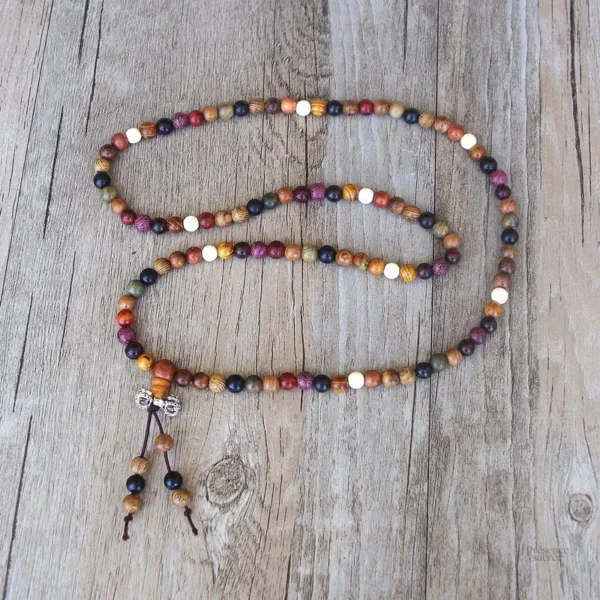 Mala bois 108 perles pour pratique spirituelle