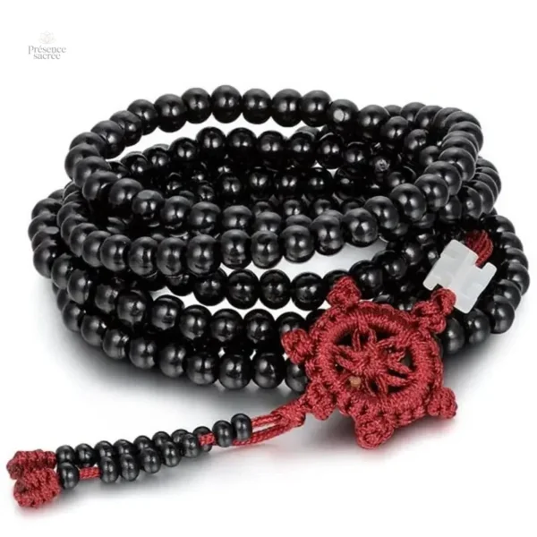 Bijou mala tibétain en bois de santal authentique