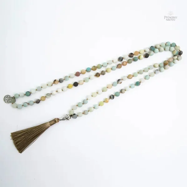 Mala en pierre d'amazonite, symbole de sérénité et d'équilibre