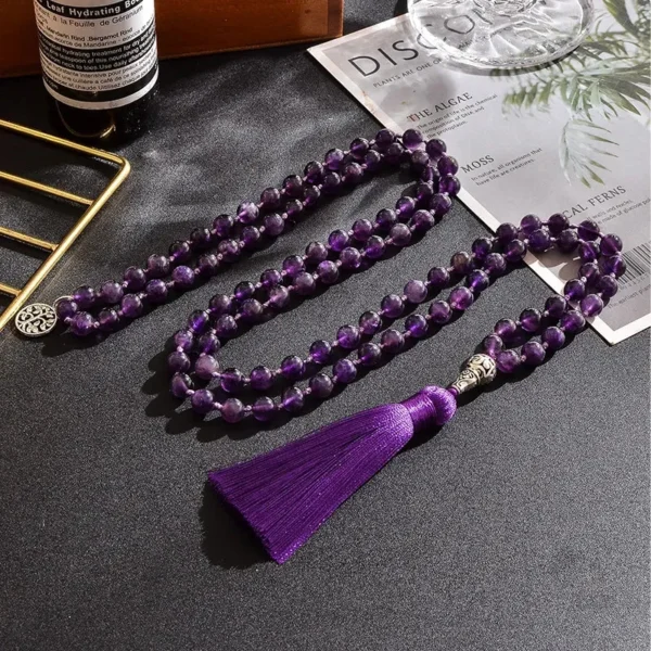 Mala Améthyste, accessoire de méditation traditionnel tibétain