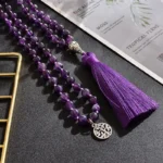 Mala Tibétain, bracelet en améthyste pour bien-être spirituel