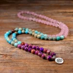 Mala Tibétain en Quartz naturel, perles de méditation