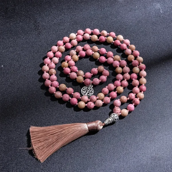 Mala Tibétain en Rhodonite, perles de méditation