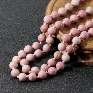 Bijou spirituel tibétain en Rhodonite, perles énergétiques