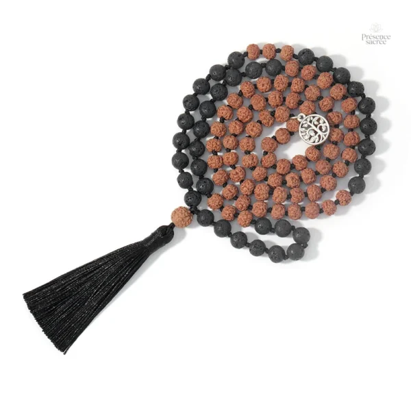Bracelet mala spirituel en Rudraksha