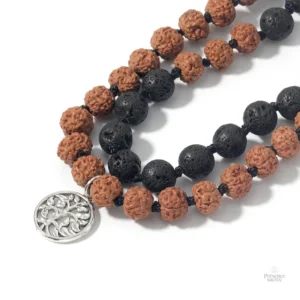 Mala tibétain authentique en Rudraksha et lave