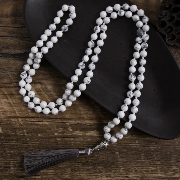 Mala tibétain Howlite en perles naturelles