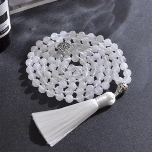 Mala Tibétain Jade Blanc 108 Perles