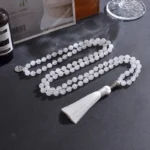 Perles de jade blanc pour méditation tibétaine