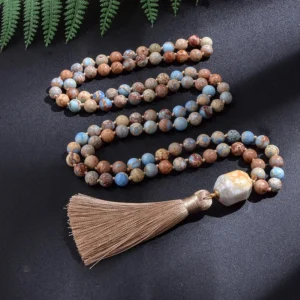 Mala Tibétain Multi Pierre en perles naturelles colorées