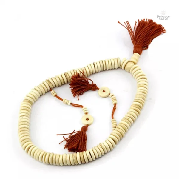Mala tibétain en os