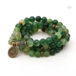 Mala Tibétain avec perles vertes naturelles