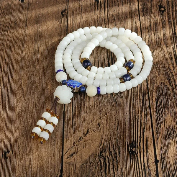 Mala spirituel Tibétain en pierre blanche