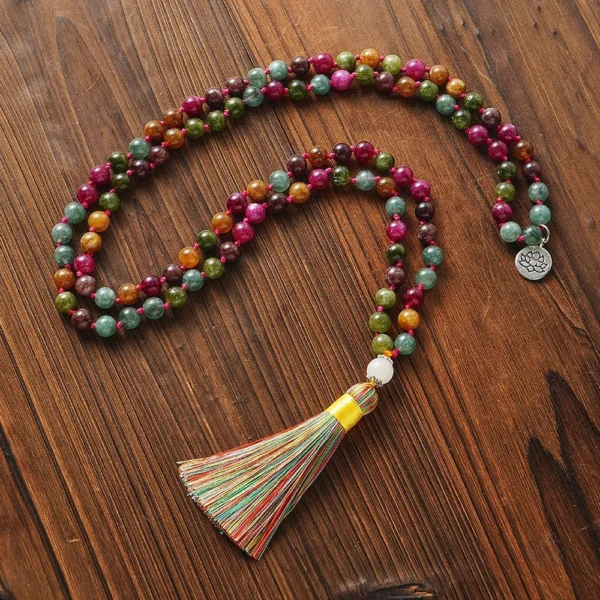 Mala Tibétain, perles de pierres précieuses pour spiritualité