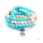 Bracelet mala tibétain avec pierres turquoise naturelles