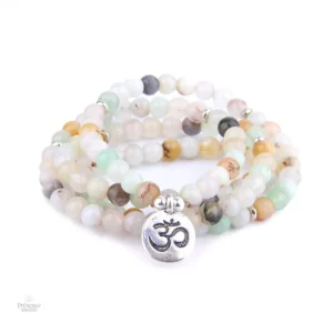 Mala tibétain, perles turquoise, symbole de sérénité et paix